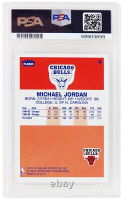 Michael Jordan Bulls 1996 Fleer Basketball (RC Card Image) #4 PSA 9 -New Label