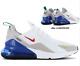 Nike Air Max 270 Shoes White Royal Blue University Red Dv3731-100 Men's Sizes